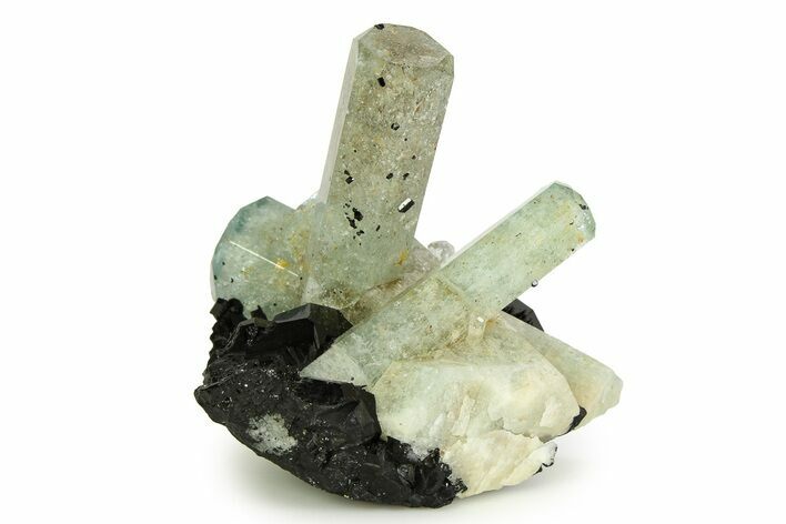 Stunning Goshenite Crystals on Schorl - Erongo Mountains, Namibia #351525